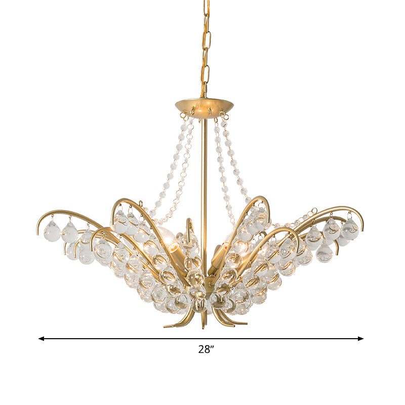 Traditional Candle Ceiling Chandelier 6 Lights Crystal Lamp Gold - Rebooters