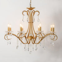 8 Lights Crystal Chandelier Light Countryside Gold Lamp - Rebooters