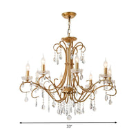 8 Lights Crystal Chandelier Light Countryside Gold Lamp - Rebooters