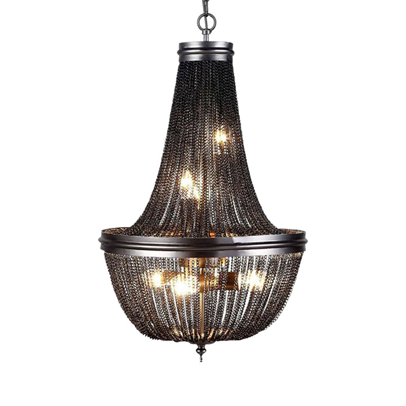 Chain Fringe Living Room Chandelier Black 6 Lights Pendant - Rebooters