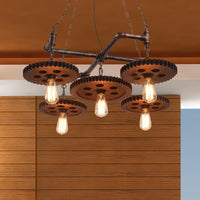 5 Lights Metal Chandelier Lamp Farmhouse Bronze Open Bulb - Rebooters