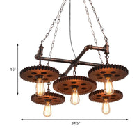 5 Lights Metal Chandelier Lamp Farmhouse Bronze Open Bulb - Rebooters
