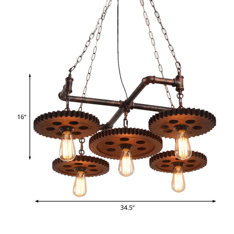 5 Lights Metal Chandelier Lamp Farmhouse Bronze Open Bulb - Rebooters