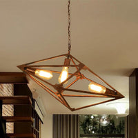 Bare Bulb Dining Room Chandelier Vintage Metallic 2/3 Lights Rust Ceiling Pendant Light 12 Inch 27.5 Inch W - Rebooters