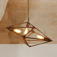 Bare Bulb Dining Room Chandelier Vintage Metallic 2/3 Lights Rust Ceiling Pendant Light 12 Inch 27.5 Inch W - Rebooters
