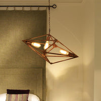 Bare Bulb Dining Room Chandelier Vintage Metallic 2/3 Lights Rust Ceiling Pendant Light 12 Inch 27.5 Inch W - Rebooters