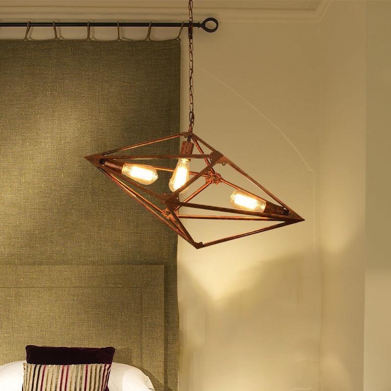 Bare Bulb Dining Room Chandelier Vintage Metallic 2/3 Lights Rust Ceiling Pendant Light 12 Inch 27.5 Inch W - Rebooters