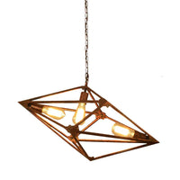 Bare Bulb Dining Room Chandelier Vintage Metallic 2/3 Lights Rust Ceiling Pendant Light 12 Inch 27.5 Inch W - Rebooters