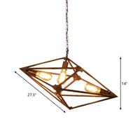 Bare Bulb Dining Room Chandelier Vintage Metallic 2/3 Lights Rust Ceiling Pendant Light 12 Inch 27.5 Inch W - Rebooters