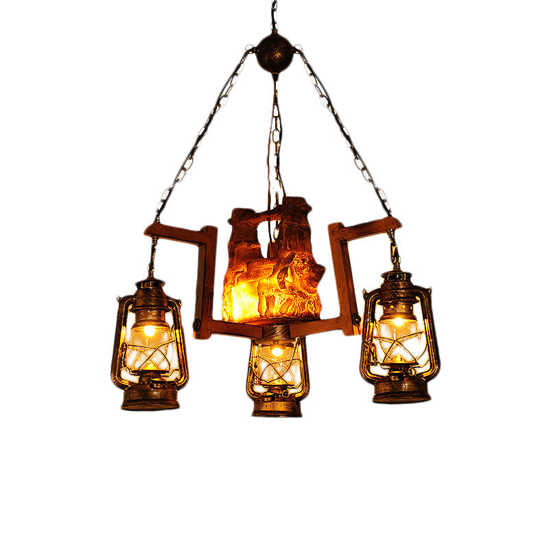 Warehouse Kerosene Chandelier Pendant Light 4 Lights Metal Hanging Lamp - Rebooters