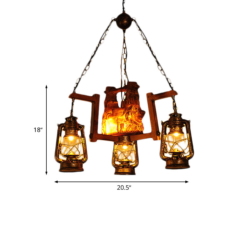 Warehouse Kerosene Chandelier Pendant Light 4 Lights Metal Hanging Lamp - Rebooters