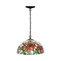 1/2 Lights Chandelier Lamp Mediterranean Floral Red Cut Glass Suspension Pendant Light 12 Inch W - Rebooters