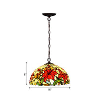 1/2 Lights Chandelier Lamp Mediterranean Floral Red Cut Glass Suspension Pendant Light 12 Inch W - Rebooters