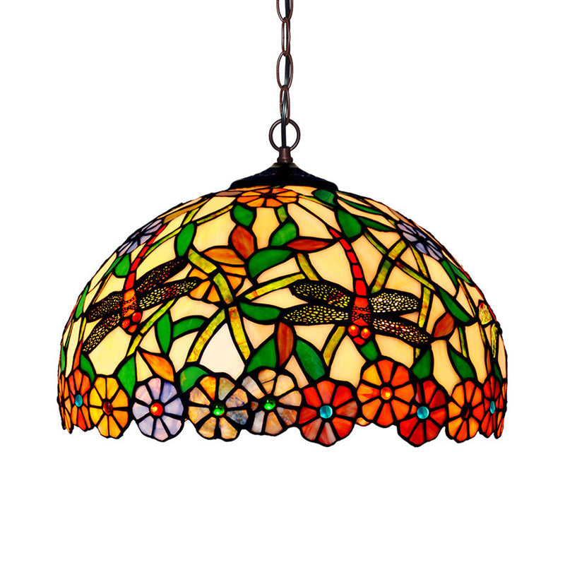 2 Lights Hanging Chandelier Mediterranean Dragonfly Cut Glass - Rebooters