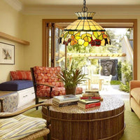 Black 3 Lights Chandelier Baroque Yellow Stained Glass - Rebooters