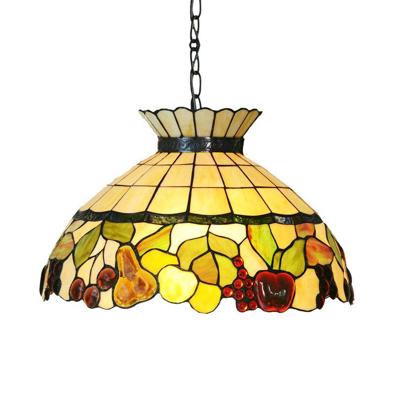 Black 3 Lights Chandelier Baroque Yellow Stained Glass - Rebooters
