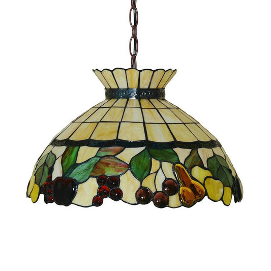 Black 3 Lights Chandelier Baroque Yellow Stained Glass - Rebooters