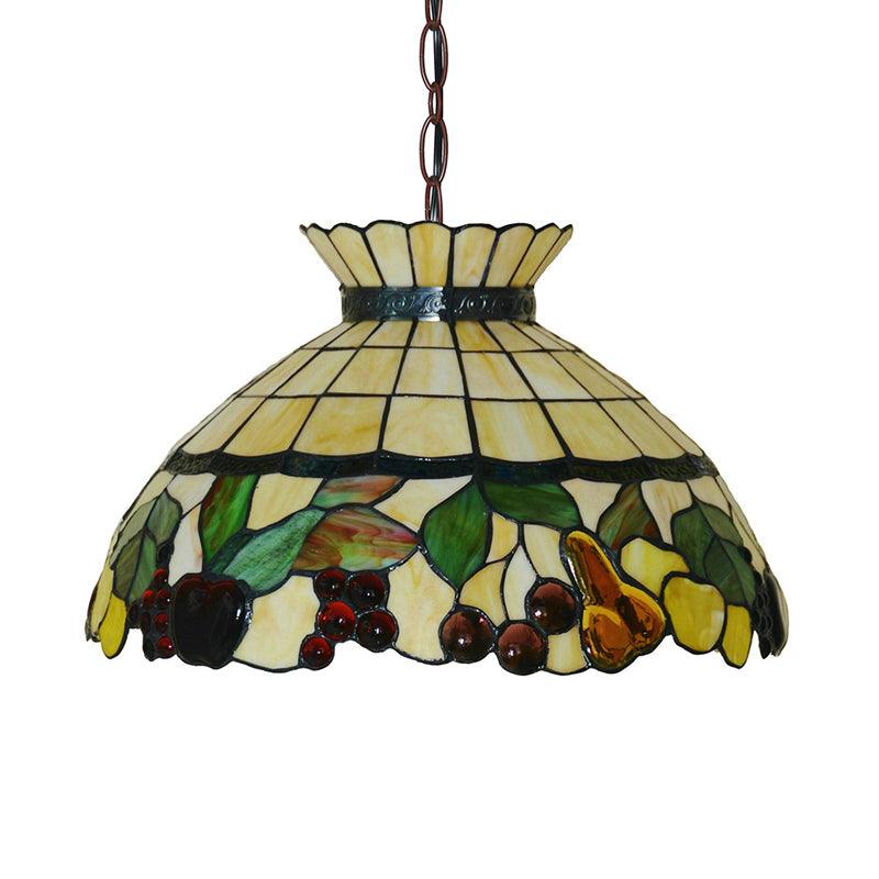 Black 3 Lights Chandelier Baroque Yellow Stained Glass - Rebooters