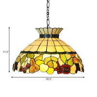 Black 3 Lights Chandelier Baroque Yellow Stained Glass - Rebooters