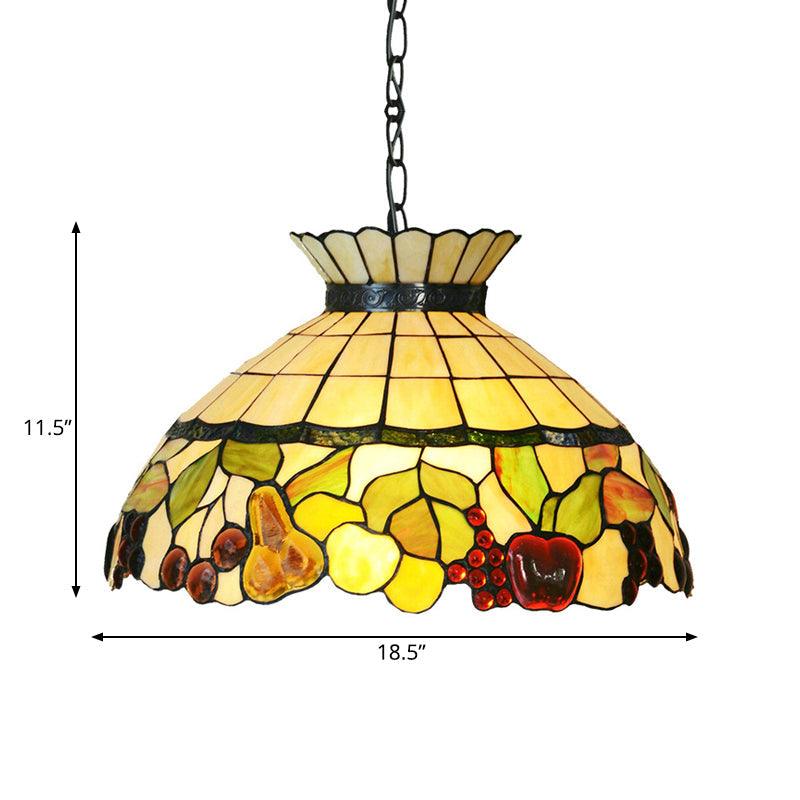 Black 3 Lights Chandelier Baroque Yellow Stained Glass - Rebooters