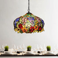 2 Lights Chandelier Mediterranean Blossom Orange Stained Glass Ceiling Lamp - Rebooters