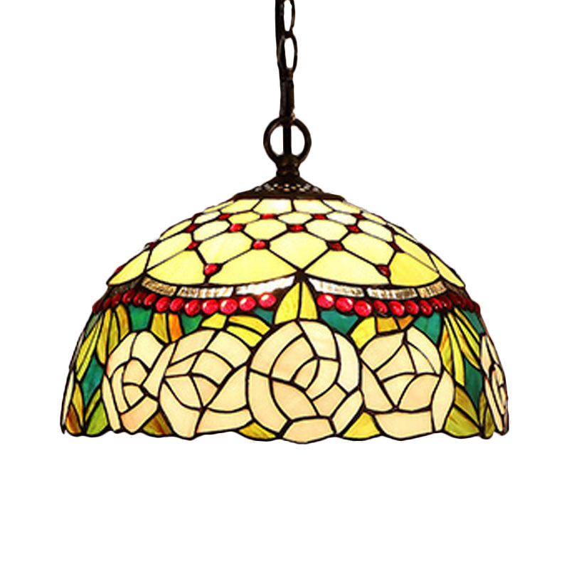 1/2 Lights Kitchen Chandelier Pendant Light Mediterranean Bronze Ceiling Lamp with Domed Cut Glass Shade 12 Inch W - Rebooters