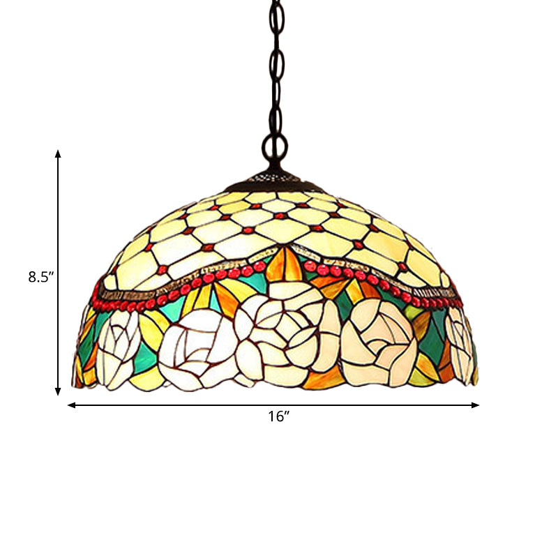 1/2 Lights Kitchen Chandelier Pendant Light Mediterranean Bronze Ceiling Lamp with Domed Cut Glass Shade 12 Inch W - Rebooters