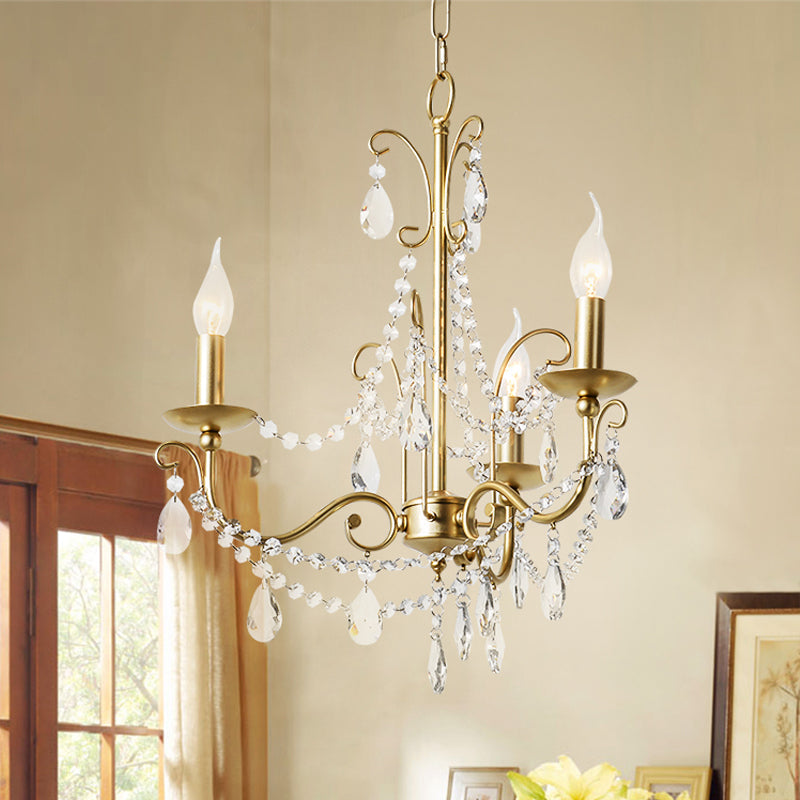 Gold Candle Chandelier Pendant Light Rustic Crystal 3/6/8 Lights - Rebooters