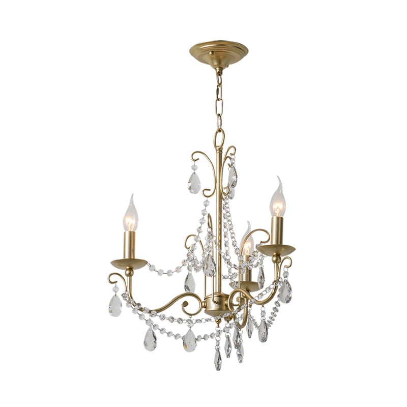 Gold Candle Chandelier Pendant Light Rustic Crystal 3/6/8 Lights - Rebooters
