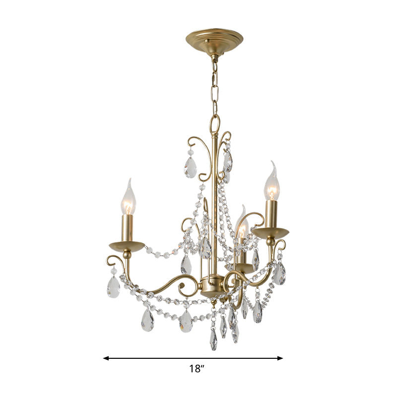 Gold Candle Chandelier Pendant Light Rustic Crystal 3/6/8 Lights - Rebooters