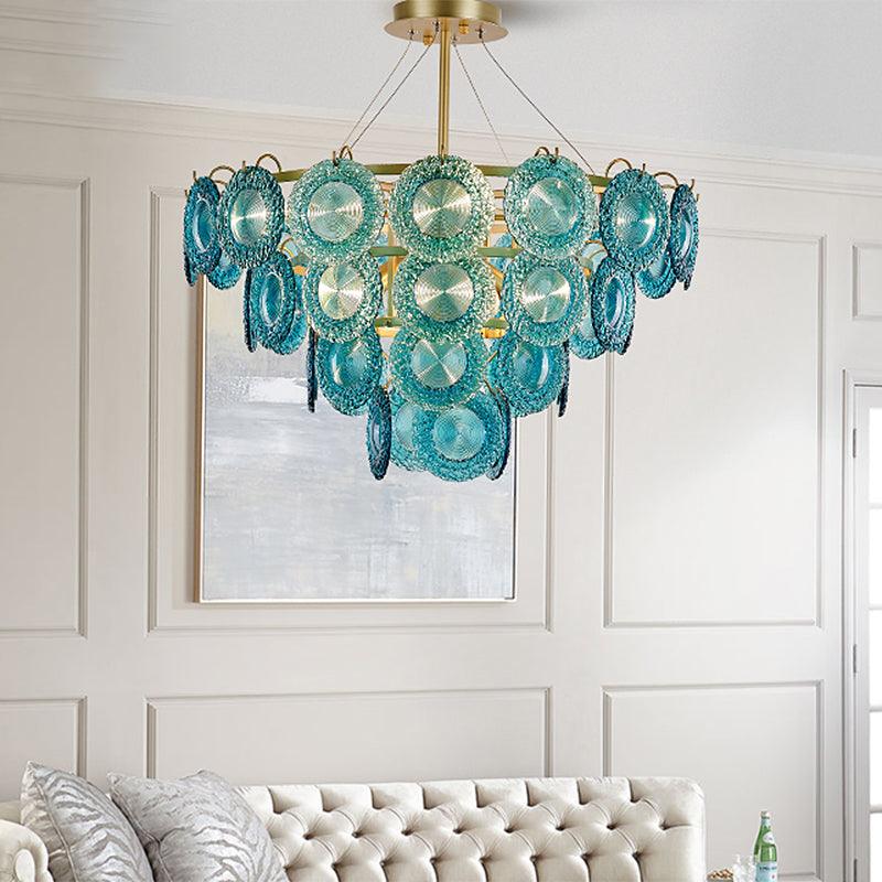 5/8 Lights Bedroom Chandelier Lighting Rustic Blue Pendant Lamp - Rebooters
