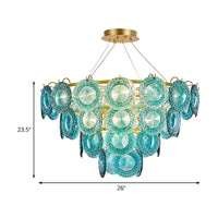 5/8 Lights Bedroom Chandelier Lighting Rustic Blue Pendant Lamp - Rebooters