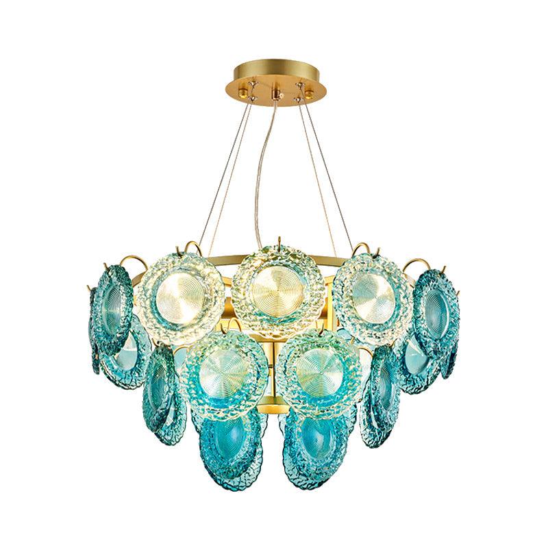 5/8 Lights Bedroom Chandelier Lighting Rustic Blue Pendant Lamp - Rebooters
