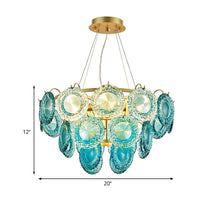5/8 Lights Bedroom Chandelier Lighting Rustic Blue Pendant Lamp - Rebooters