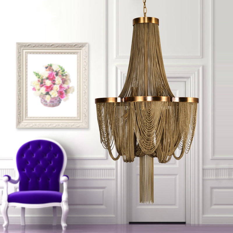Metallic Chain Chandelier Lighting Fixture Rural 6 Lights - Rebooters