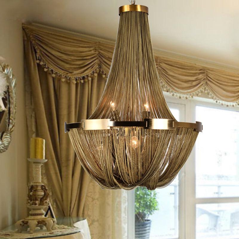 6 Lights Basket-Shaped Chandelier Lamp Rural Gold Pendant - Rebooters