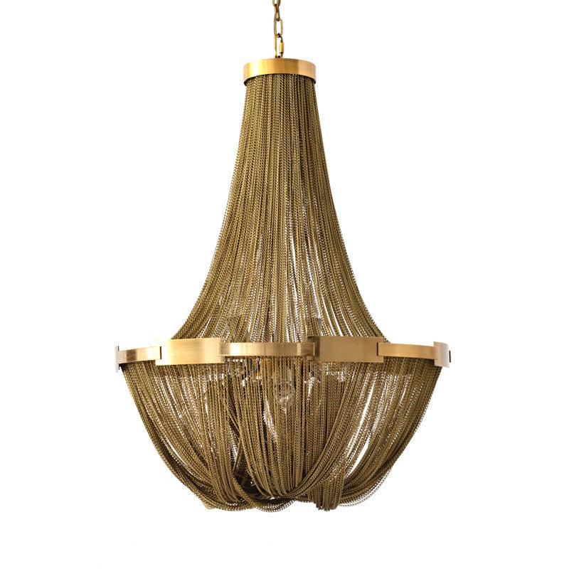 6 Lights Basket-Shaped Chandelier Lamp Rural Gold Pendant - Rebooters