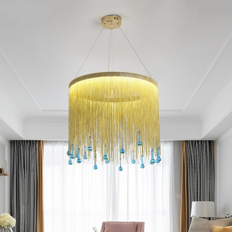 LED Metal Chandelier Light Fixture Countryside Silver Gold Chain - Rebooters