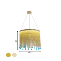 LED Metal Chandelier Light Fixture Countryside Silver Gold Chain - Rebooters