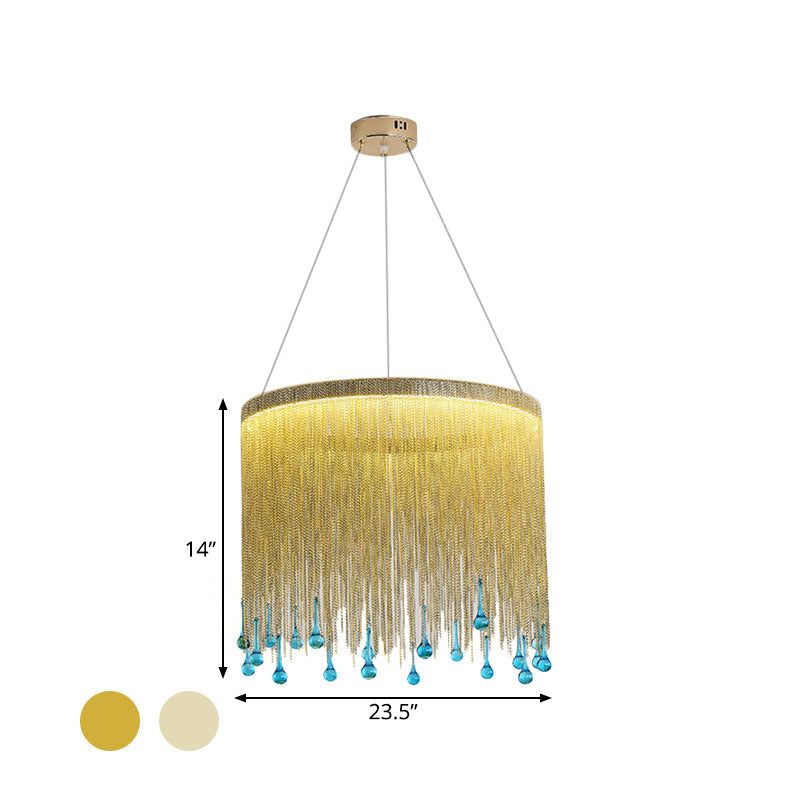 LED Metal Chandelier Light Fixture Countryside Silver Gold Chain - Rebooters