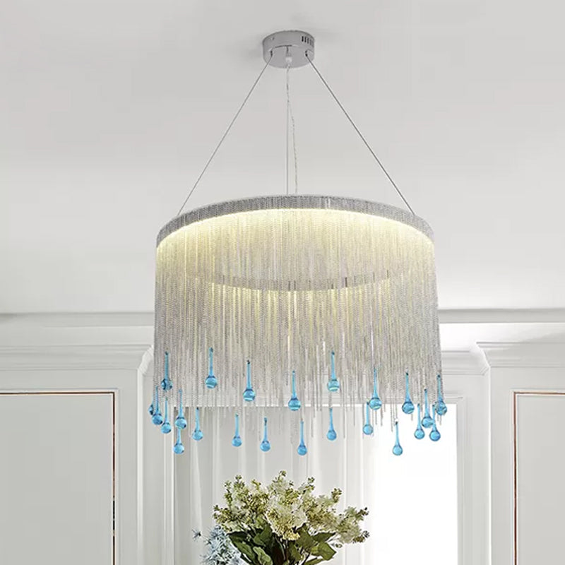 LED Metal Chandelier Light Fixture Countryside Silver Gold Chain - Rebooters