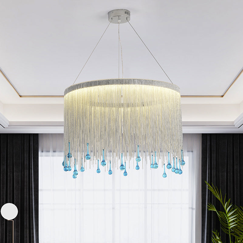 LED Metal Chandelier Light Fixture Countryside Silver Gold Chain - Rebooters