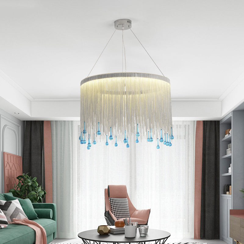 LED Metal Chandelier Light Fixture Countryside Silver Gold Chain - Rebooters