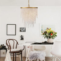 5/6 Lights Waterfall Chandelier Light Rural Brass Crystal Pendant - Rebooters