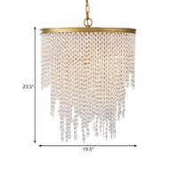 5/6 Lights Waterfall Chandelier Light Rural Brass Crystal Pendant - Rebooters