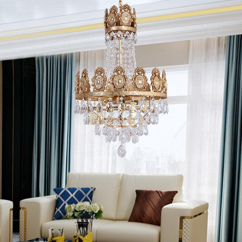 6 Lights Living Room Chandelier Lighting Lodge Silver Gold Drop Pendant - Rebooters