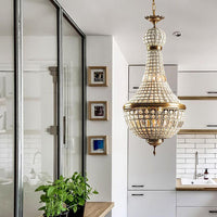 Basket Bedroom Chandelier Lamp Minimalism Crystal 6 Lights Brass - Rebooters