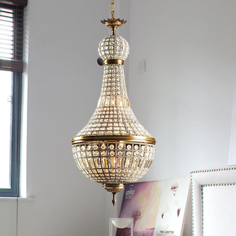 Basket Bedroom Chandelier Lamp Minimalism Crystal 6 Lights Brass - Rebooters