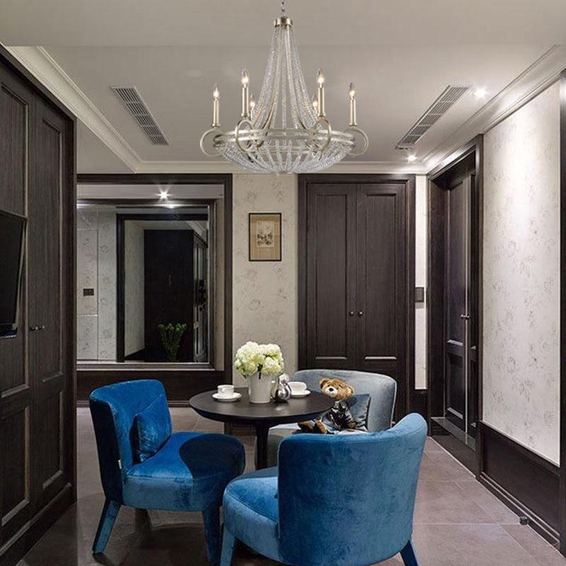 6 Lights Candle-Style Chandelier Traditional Metallic Pendant - Rebooters