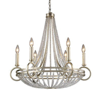 6 Lights Candle-Style Chandelier Traditional Metallic Pendant - Rebooters